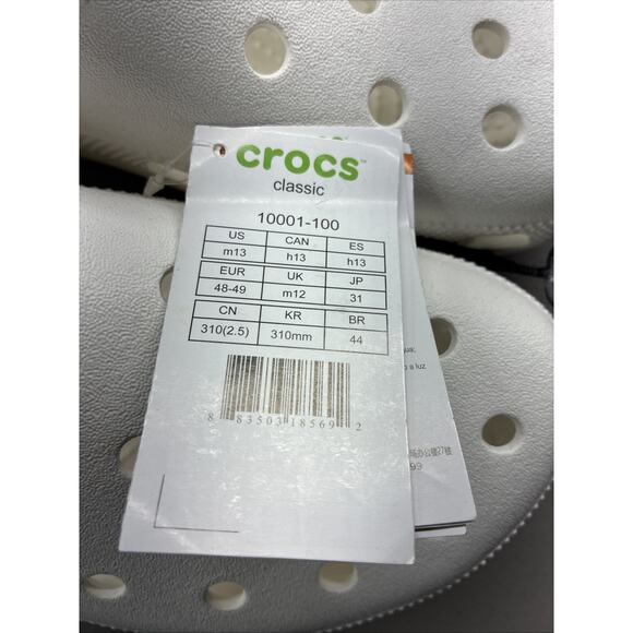 Crocs Classic Clog Shoes Men Size 13 White Slip On Sandal Comfort Water Mule NEW main image 4